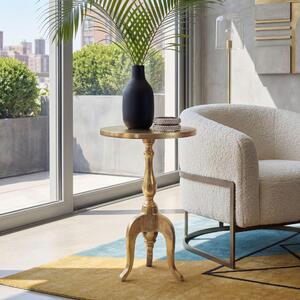 WOHNLING Tavolino in alluminio dorato 35 cm Tavolino rotondo in metallo Tavolino in alluminio Tavolino da salotto moderno Tavolino da lounge Tavolino da divano Tavolino elegante Realizzato a mano
