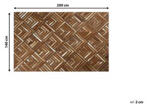 Tappeto in pelle di vacchetta Patchwork in pelle marrone motivo geometrico a rombi 140 x 200 cm Beliani