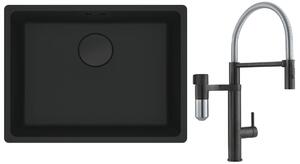 Set rubinetto da cucina Franke Vital Semi-Pro 120.0621.313, lavello in granito Franke Maris 125.0697.759