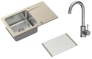 Set lavello in granito e acciaio Quadron Edward FUS_E7844BE_3623500BS, gocciolatoio Quadron Q R3825BE_MP