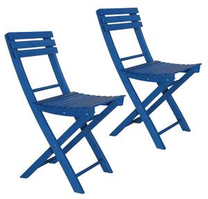Set 2 Sedie Pieghevoli in Legno Basic Azzurro