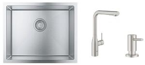 Set rubinetto da cucina Grohe Essence 30270DC0, lavello in acciaio Grohe K700 31726SD0, 40535DC0