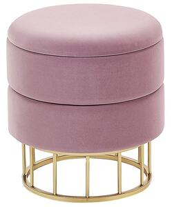 Pouf contenitore Rivestimento in velluto di poliestere rosa Base dorata Accessori per soggiorno dal design glamour Beliani