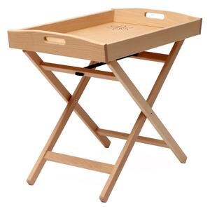 Tavolino Vassoio Pieghevole 64x40x52 cm Zeus in Legno Naturale