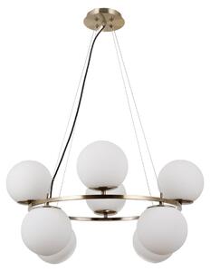 Lampada a sospensione con sfere bianche Larosa, bronzo anticato, 8xE14x5W, vetro, dimensioni: 85x65x65 cm, IP20, Italux