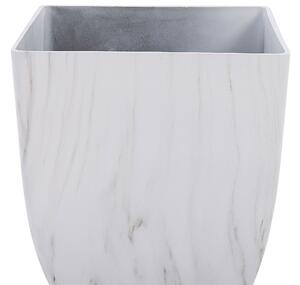 Vaso per piante da esterno per interni effetto marmo miscela di pietra bianca quadrato 28 x 34 cm dal design moderno Beliani