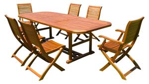 TURRIS - set tavolo da giardino allungabile 150/200x90 compreso di 4 sedie e 2 poltrone in legno massiccio di acacia