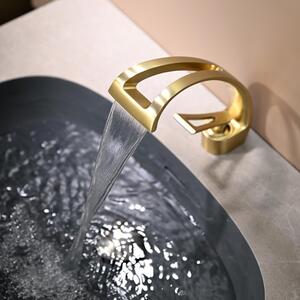 Miscelatore lavabo cascata - Monocomando - Oro spazzolato - Per bagno e WC