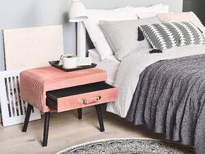 Tavolino con contenitore rosa gambe nere in velluto a coste 46 x 50 x 35 cm Valigia Beliani