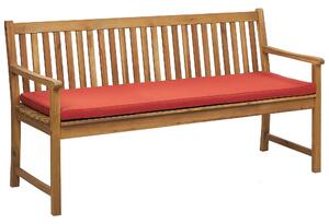Panca da giardino leggera in legno di acacia 160 cm rosso cuscino da seduta imbottitura a doghe design patio esterno stile rustico Beliani