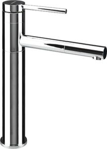 Rubinetto per lavabo, modello alto, con bocca estraibile - cromato