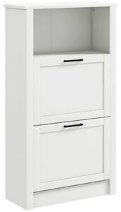 HOMCOM Scarpiera Stretta con 2 Porte Ripiani Regolabili e Compartimento Aperto per 10 Paia di Scarpe 58x24x105 cm Bianco | Aosom Italy