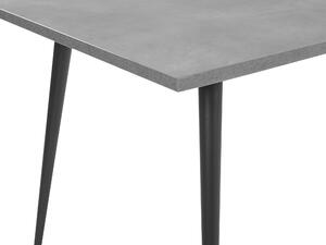 Tavolo da Pranzo Piano Effetto Cemento Gambe in Metallo Nero Rettangolare 120 x 80 cm per 4 Persone Stile Glamour Moderno Beliani