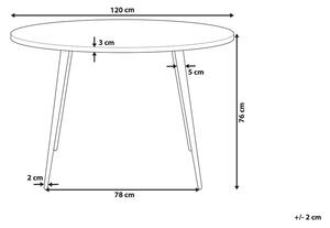 Tavolo da Pranzo Effetto Cemento Piano Gambe in Metallo Nero Rotondo 120 cm Stile Glamour Moderno Beliani