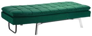 Chaise longue Velluto Verde Smeraldo capitonné Schienale e Gambe Regolabili Modern Glam Beliani
