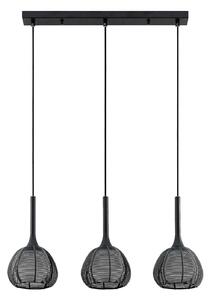 Lucande Tetira, lampada a sospensione a 3 luci, lunga, nera