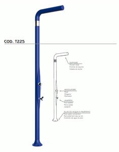 Doccia da Esterno Tradizionale FUNNY YANG CON LAVAPIEDI BLU, per Giardino Dimensioni 17x17x h 210 cm peso 9,5 kg, Miscelatore Arkema caldo freddo