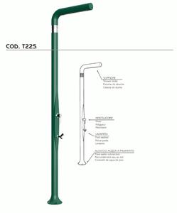 Doccia da Esterno Tradizionale FUNNY YANG CON LAVAPIEDI VERDE, per Giardino Dimensioni 17x17x h 210 cm peso 9,5 kg, Miscelatore Arkema caldo freddo