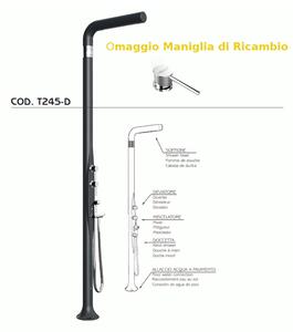 Doccia da Esterno Tradizionale FUNNY YANG CON DOCCINO MIXER,DEVIATORE , per Giardino Dimensioni 17x17x h 210 cm peso 9,5 kg, Miscelatore Arkema COLORE ANTRACITE