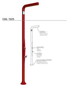 Doccia da Esterno Tradizionale FUNNY YANG CON LAVAPIEDI RUBY, per Giardino Dimensioni 17x17x h 210 cm peso 9,5 kg,Miscelatore Arkema caldo freddo rubino