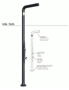 Doccia da Esterno Tradizionale FUNNY YANG CON LAVAPIEDI ANTRACITE, per Giardino Dimensioni 17x17x h 210 cm peso 9,5 kg, Miscelatore Arkema caldo freddo