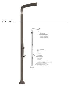 Doccia da Esterno Tradizionale FUNNY YANG CON LAVAPIEDI DOVE GRAY, per Giardino Dimensioni 17x17x h 210 cm peso 9,5 kg, Miscelatore Arkema caldo freddo
