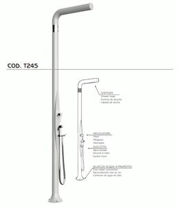 Doccia da Esterno Tradizionale FUNNY YANG CON DOCCINO ESTRAIBILE Bianco, per Giardino Dimensioni 17x17x h 210 cm peso 9,5 kg, Miscelatore Arkema caldo freddo