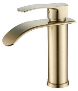 Rubinetto per lavabo a cascata monocomando - Oro spazzolato - Acciaio inox - Attacco G3/8