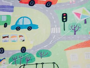 Tappeto per bambini Verde Poliestere Mappa stradale Città Stampa Tappetino da pavimento 80 x 150 cm Beliani