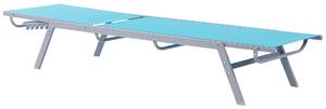 Lettino prendisole Struttura in acciaio blu e argento Schienale regolabile Resistente ai raggi UV Beliani