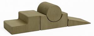 Gioco per psicomotricità color kaki in velluto a coste 4 pz altezza totale 30 cm 45x170 cm Montessori – Meowbaby