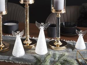 Set di 3 angeli decorativi in vetro bianco con LED illuminati figure decorazioni natalizie per le festività natalizie Beliani