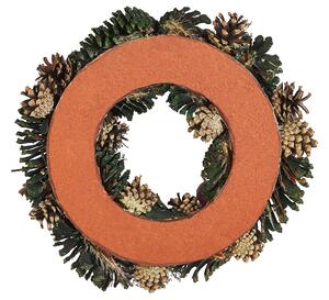 Corona Di Natale Verde Materiale Sintetico Legno Pigne Design Tradizionale Rotondo 35 cm Beliani
