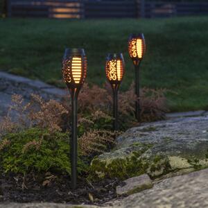 Set di 3 torce solari da giardino - Star Mini - Luce da giardino a LED nera - effetto fiamma tremolante - luci solari da esterno resistenti alle intemperie