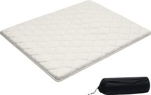 Materasso futon giapponese - Materasso tatami - Dimensioni 203,2 x 152,4 x 6,35 cm - Pieghevole - Nove strati - Con sacca di conservazione - Con set di fissaggio - Bianco