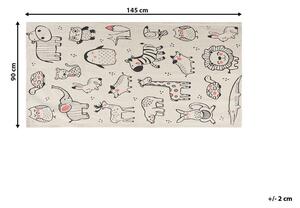 Tappeto per bambini bianco con tessuto Nero 90 x 145 cm decorazione per cameretta con animali Beliani