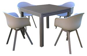 JERRI - set tavolo in alluminio cm 90/180x90x75 h con 4 sedute