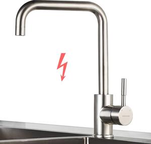 Rubinetto per lavello da cucina in acciaio inossidabile, con bocca girevole a 360°