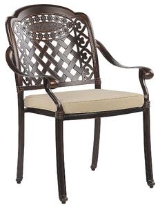 Set di 4 sedie da pranzo da giardino in alluminio marrone beige cuscini per sedili in poliestere vintage Beliani