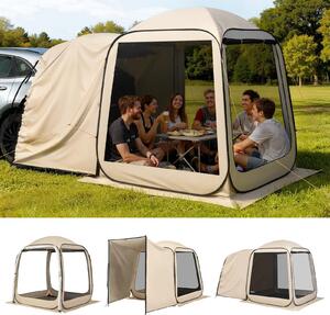 Tenda pop-up - Gazebo pieghevole Tenda da festa 4-8 persone - Dimensioni 3304,8×280,4 cm - Montaggio rapido - Pareti laterali in rete - Con borsa per il trasporto - Picchetti inclusi - Per giardino e campeggio - Beige