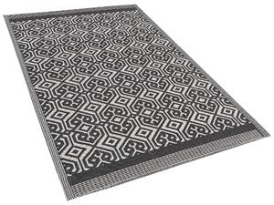 Tappeto tappetino in Polipropilene Riciclato Bianco e Nero 120 x 180 cm Motivo Geometrico Esterno Mat Beliani