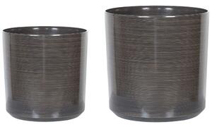 Set di 2 vasi per piante in fibra grigia argilla per esterni interni per tutte le stagioni Glam Beliani