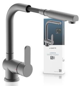 Rubinetto da cucina miscelatore monocomando - Doccetta estraibile - Grafite opaco - Bocca girevole 360°