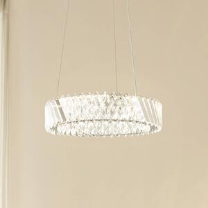 Lucande lampada LED a sospensione Glacis, cristallo, Ø 40 cm, cromata Glacis, Chiaro / Trasparente, Soggiorno / Sala da pranzo, Vetro, Design