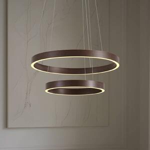 Lucande Lampada a sospensione LED Yonam, Ø 60 cm, 2 luci, marrone, CCT Yonam Lucande, dimmerabile, Marrone / Ruggine, Soggiorno / Sala da pranzo, Metallo, Moderno