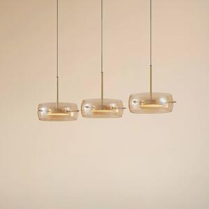 Lucande Lampada a sospensione LED Martis, ambra, 3 luci, dimmerabile Martis Lucande,, Crema / Ambra, Soggiorno / Sala da pranzo, Vetro, Moderno