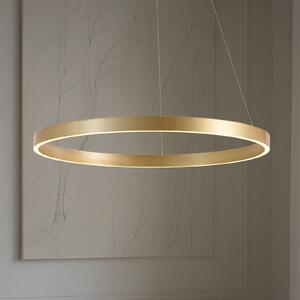 Lucande lampada LED a sospensione Yonam, Ø 80 cm, 1 luce, oro, CCT Yonam Lucande, dimmerabile, Ottone / Oro, Soggiorno / Sala da pranzo, Metallo, Moderno