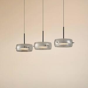 Lucande Lampada LED a sospensione Martis, nera, 3 luci, step-dim Martis Lucande, dimmerabile, Nero, Soggiorno / Sala da pranzo, Vetro, Moderno