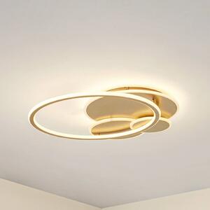 Plafoniera soffitto Circulo Lucande, dimmerabile, Ottone / Oro, Soggiorno / Sala da pranzo, Metallo, Moderno, Plafoniera