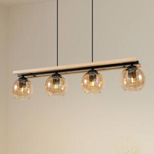 Lampada a sospensione in vetro Enrique Lindby, dimmerabile, Legno scuro, Soggiorno / Sala da pranzo, Vetro, Moderno, Lampada a sospensione